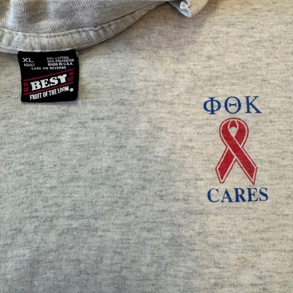 Vintage 90s Fruit of the Loom Best T-Shirt XL Gray Single Stitch Phi Theta Kappa